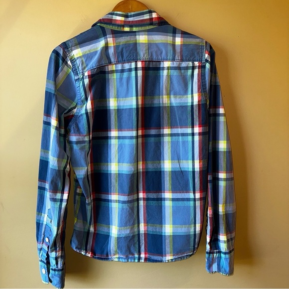 Y2K Hollister Men's Multicolor Plaid Button-Down Shirt Medium 100% Cotton READ - Picture 8 of 13